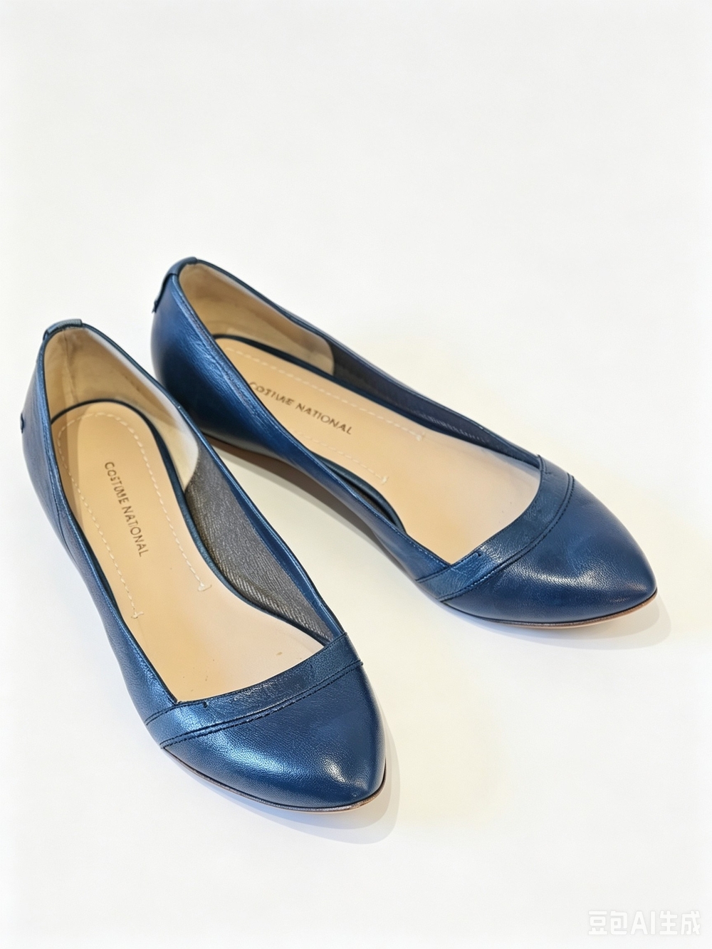 Costume National Navy Blue Pointed Toe Flats